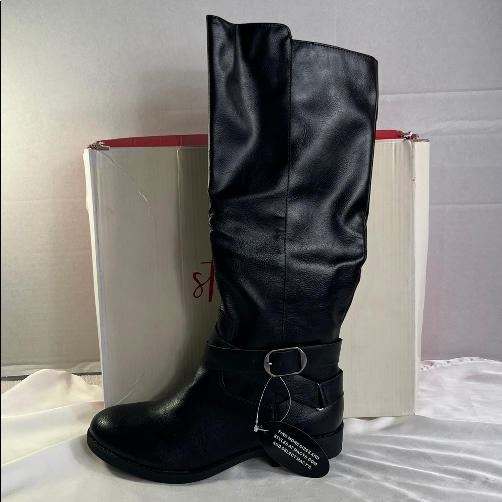 Style & Co. Black Madixe Knee High Women’s Riding Boots 5M‎ Buckle Zipper New - Picture 2 of 5